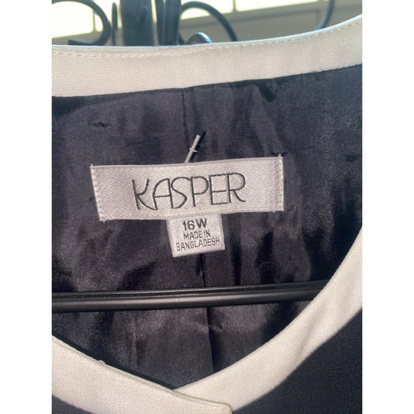 Women's Kasper Black & White Blazer Jacket 16W - Picture 2 of 8